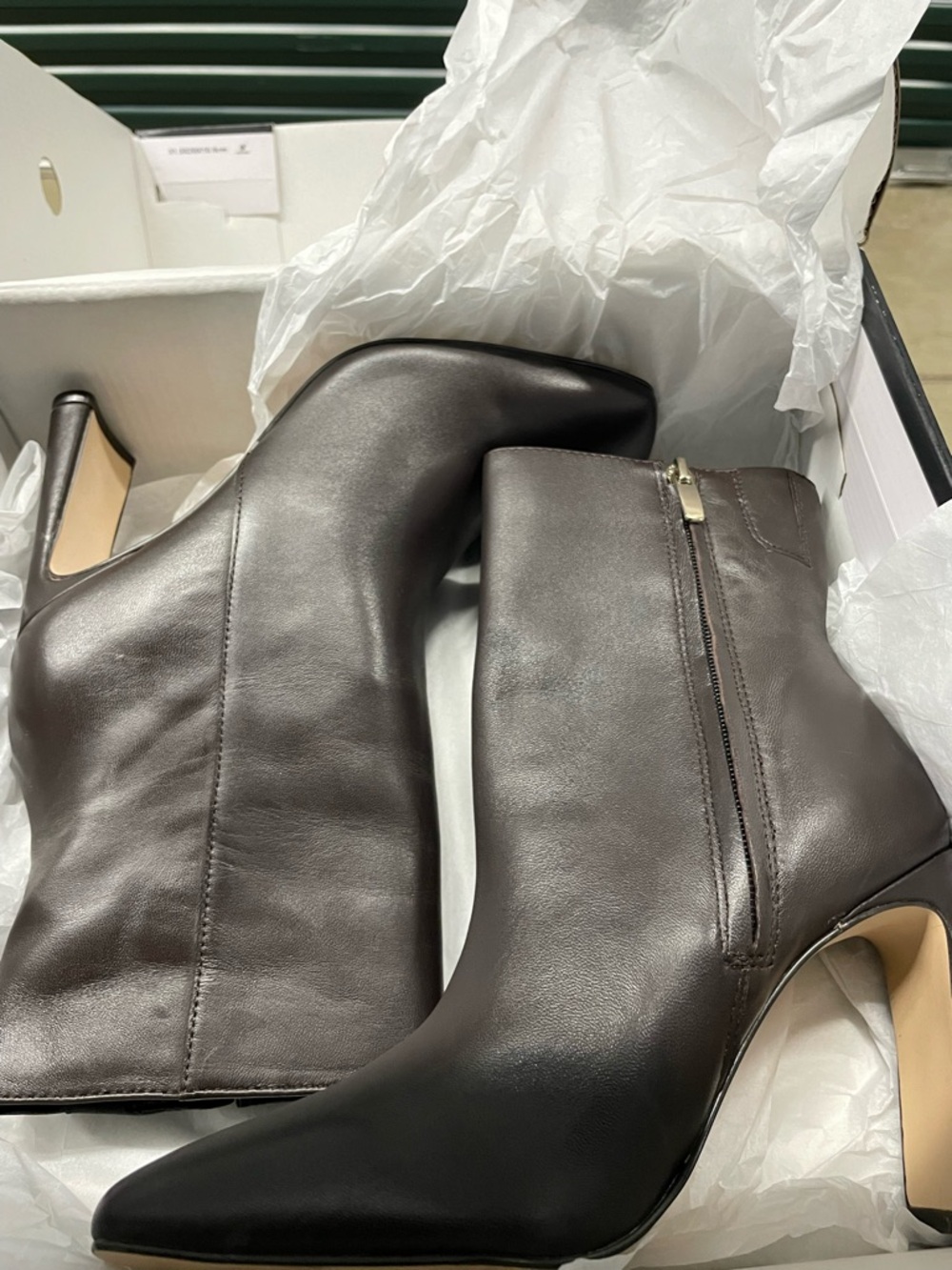 Nine West Women's Leather Pointed Toe Ankle Boots - Dark Brown